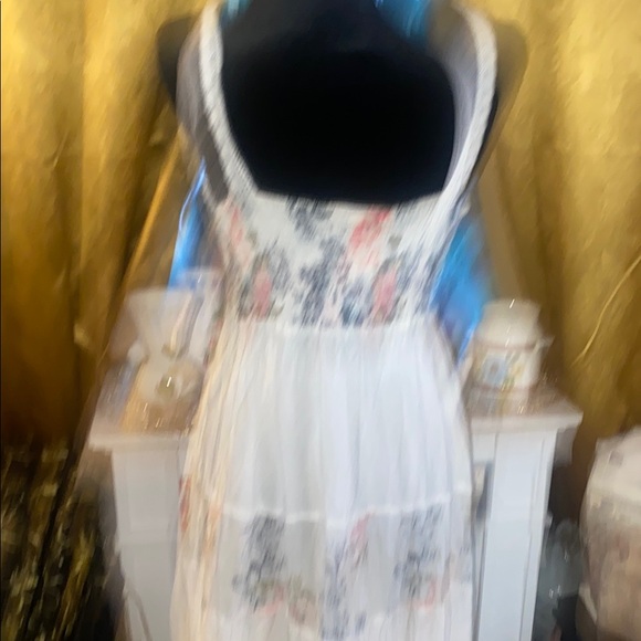 Vintage 90’s Floral White -crochet trim- cotton- Bohemian Maxi Dress - festival - Picture 9 of 15